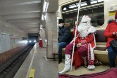 В Новосибирске заметили в метро Деда Мороза без маски