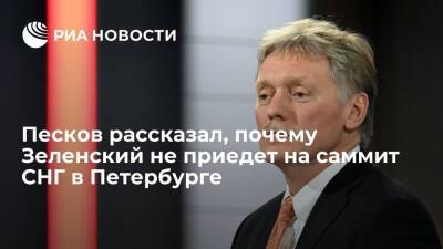 Песков: Зеленский может приехать на саммит СНГ в Петербурге, но он этого не сделает
