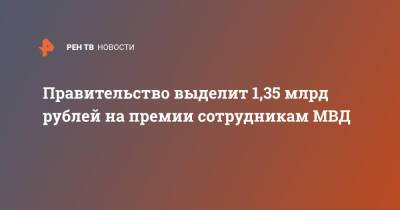 Правительство выделит 1,35 млрд рублей на премии сотрудникам МВД