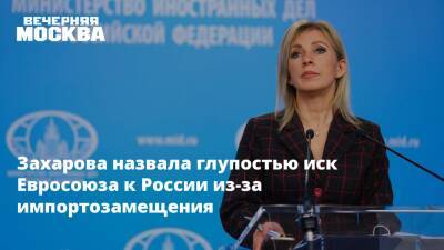 Захарова назвала глупостью иск Евросоюза к России из-за импортозамещения