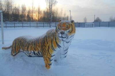 Осужденные одной из ивановских колоний слепили из снега символ 2022 года - Тигра