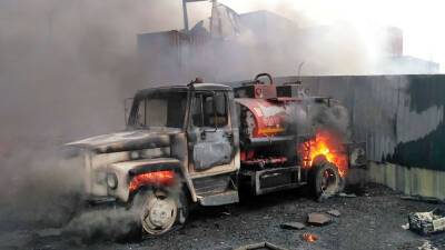 Пожарные потушили загоревшийся в Новой Москве грузовик с пропаном