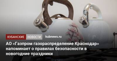 АО «Газпром газораспределение Краснодар» напоминает о правилах безопасности в новогодние праздники