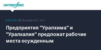 Предприятия "Уралхима" и "Уралкалия" предложат рабочие места осужденным