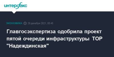 Главгосэкспертиза одобрила проект пятой очереди инфраструктуры ТОР "Надеждинская"