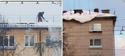 Управляющие компании в Петрозаводске не спешат чистить крыши домов от снега и наледи