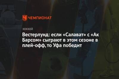 Вестерлунд: если «Салават» с «Ак Барсом» сыграют в этом сезоне в плей-офф, то Уфа победит
