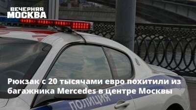 Рюкзак с 20 тысячами евро похитили из багажника Mercedes в центре Москвы