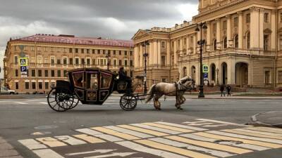 В Петербурге в десятибалльных пробках заметили карету с лошадьми