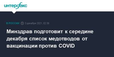 Минздрав подготовит к середине декабря список медотводов от вакцинации против COVID - interfax.ru - Москва - Россия