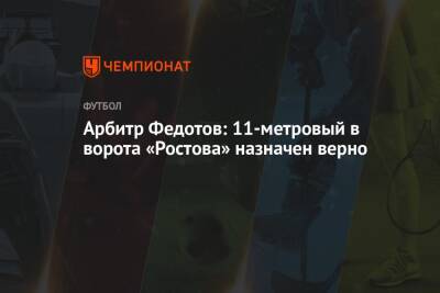 Арбитр Федотов: 11-метровый в ворота «Ростова» назначен верно