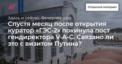 Спустя месяц после открытия куратор «ГЭС-2» покинула пост гендиректора V-A-C. Связано ли это с визитом Путина?