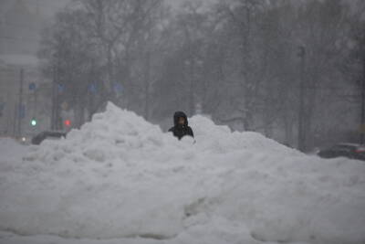 Петербуржцы жалуются на гигантские снежные кучи в канун Нового года