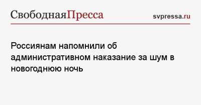 Алексей Гавришев - Россиянам напомнили об административном наказание за шум в новогоднюю ночь - svpressa.ru - Москва - Россия - Самара - Голландия