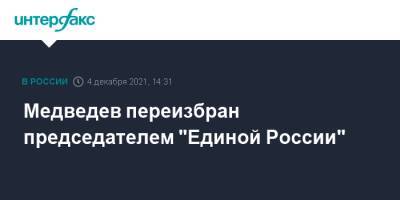Медведев переизбран председателем "Единой России"