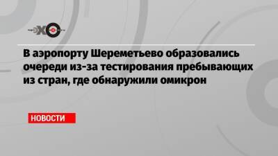 В аэропорту Шереметьево образовались очереди из-за тестирования пребывающих из стран, где обнаружили омикрон