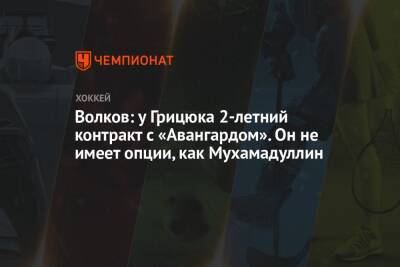 Волков: у Грицюка 2-летний контракт с «Авангардом». Он не имеет опции, как Мухамадуллин
