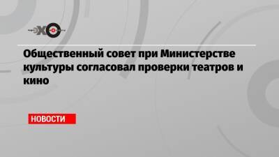 Общественный совет при Министерстве культуры согласовал проверки театров и кино