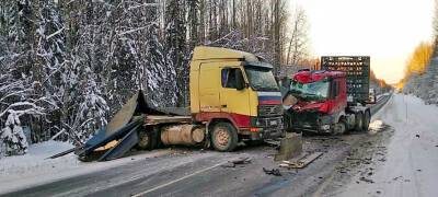 Грузовики разметало по трассе в результате аварии на востоке Карелии (ФОТО)