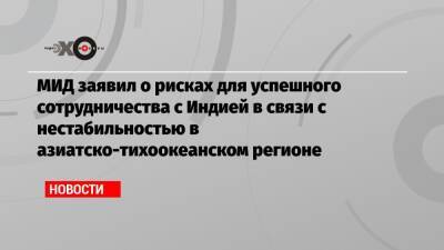 МИД заявил о рисках для успешного сотрудничества с Индией в связи с нестабильностью в азиатско-тихоокеанском регионе