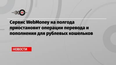 Сервис WebMoney на полгода приостановит операции перевода и пополнения для рублевых кошельков