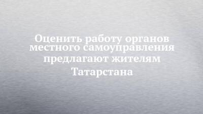 Оценить работу органов местного самоуправления предлагают жителям Татарстана