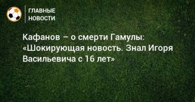 Кафанов – о смерти Гамулы: «Шокирующая новость. Знал Игоря Васильевича с 16 лет»