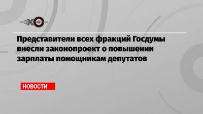 Представители всех фракций Госдумы внесли законопроект о повышении зарплаты помощникам депутатов