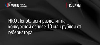 НКО Ленобласти разделят на конкурсной основе 10 млн рублей от губернатора