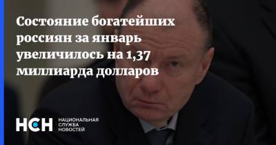 Состояние богатейших россиян за январь увеличилось на 1,37 миллиарда долларов