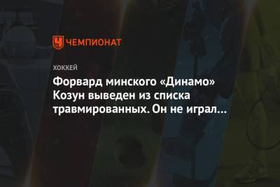 Форвард минского «Динамо» Козун выведен из списка травмированных. Он не играл с декабря