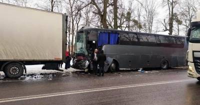 Под Винницей произошла массовая авария: столкнулись два грузовика, автобус и четыре легковушки