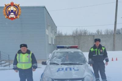 Тульские сотрудники ДПС помогли увязшему в снегу водителю