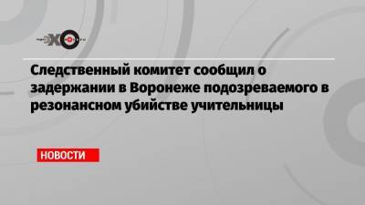 Следственный комитет сообщил о задержании в Воронеже подозреваемого в резонансном убийстве учительницы