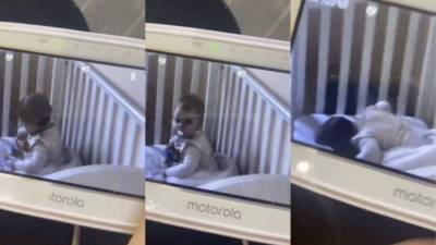 1-летняя девочка пыталась перехитрить "видеоняню": смешное видео