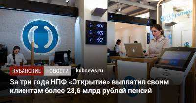 За три года НПФ «Открытие» выплатил своим клиентам более 28,6 млрд рублей пенсий