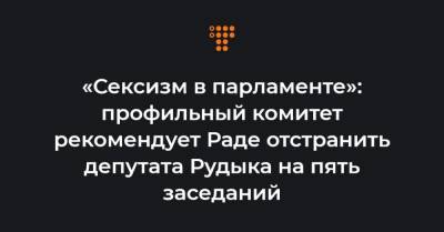«Сексизм в парламенте»: профильный комитет рекомендует Раде отстранить депутата Рудыка на пять заседаний
