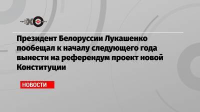Президент Белоруссии Лукашенко пообещал к началу следующего года вынести на референдум проект новой Конституции