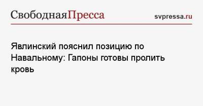 Явлинский пояснил позицию по Навальному: Гапоны готовы пролить кровь