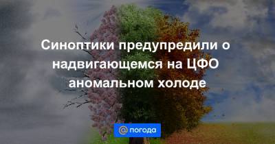 Синоптики предупредили о надвигающемся на ЦФО аномальном холоде