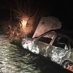 В Запорожской области ночью горел автомобиль. Фото