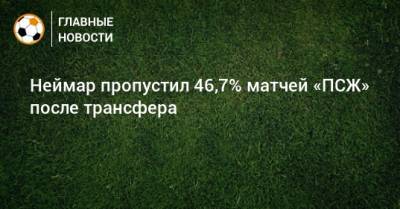 Неймар пропустил 46,7% матчей «ПСЖ» после трансфера
