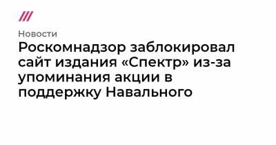 Роскомнадзор заблокировал сайт издания «Спектр» из-за упоминания акции в поддержку Навального