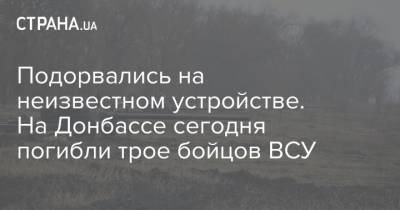 Подорвались на неизвестном устройстве. На Донбассе сегодня погибли трое бойцов ВСУ