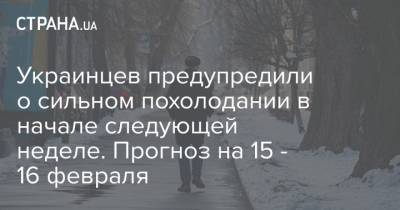 Украинцев предупредили о сильном похолодании в начале следующей неделе. Прогноз на 15 - 16 февраля