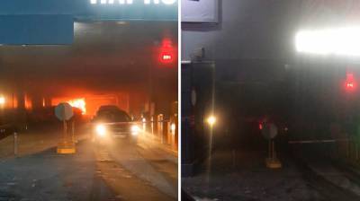 Воронежцы сообщили о пожаре со взрывом на парковке гипермаркета «Лента»: появилось видео