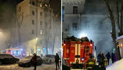 На Мясницкой улице в Москве из-за пожара перекрыли движение