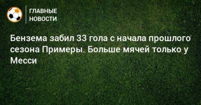 Бензема забил 33 гола с начала прошлого сезона Примеры. Больше мячей только у Месси