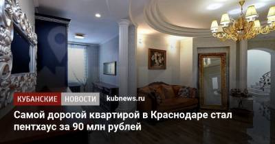 Самой дорогой квартирой в Краснодаре стал пентхаус за 90 млн рублей