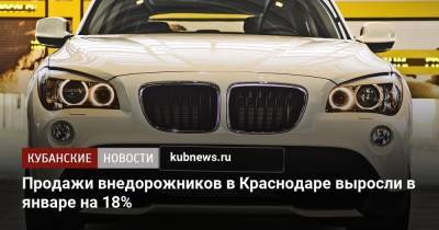 Продажи внедорожников в Краснодаре выросли в январе на 18%